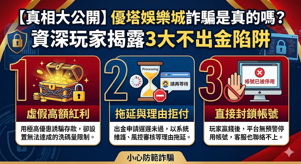 【真相大公開】優塔娛樂城詐騙是真的嗎?資深玩家揭露3大不出金陷阱